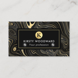 Cartão De Visita Texturas Elegantes de Strata Preta e Dourada