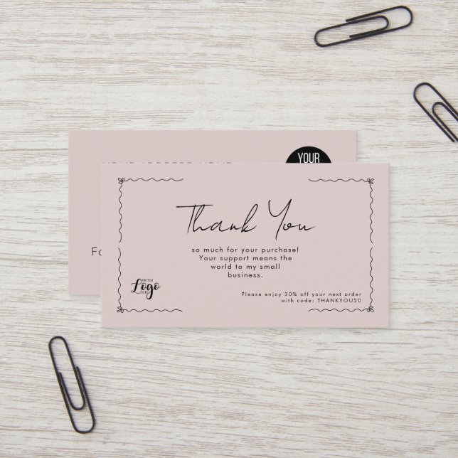Cartão De Visita Thank You for Your Purchase Small Business Card |  (Frente/Verso In Situ)