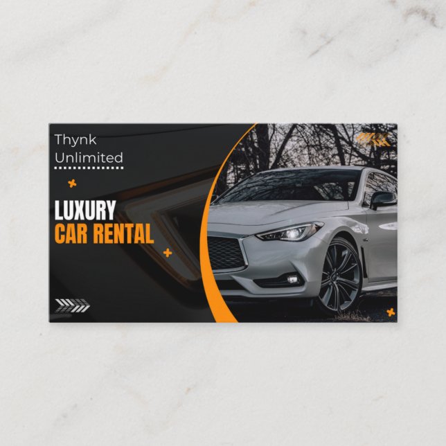 CARTÃO DE VISITA THE BLACK AND ORANGE ELEGANT CAR RENTAL BUSINESS  (Frente)