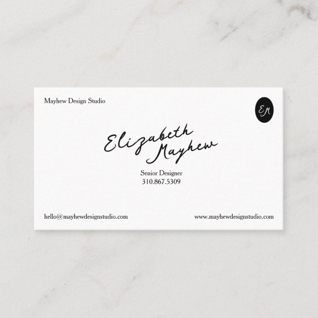 Cartão De Visita The Signature Script - Minimalist Business Card (Frente)