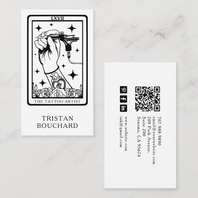 Cartão De Visita The Tattoo Artist Tarot Business Card (Frente/Verso)