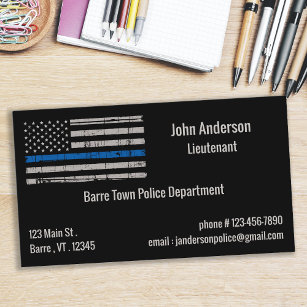 Cartão De Visita Thin Blue Line - Polícia de Bandeira Americana