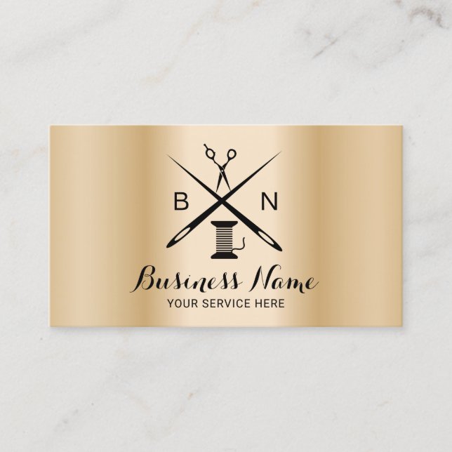 Cartão De Visita Thread de Seamstress e Agulhas Moedas Douradas Mod (Frente)