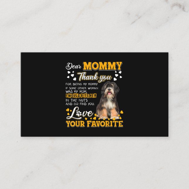 Cartão De Visita Tibetano - Caro Mamãe Agradeço-Lhe Por Ser Minha (Frente)