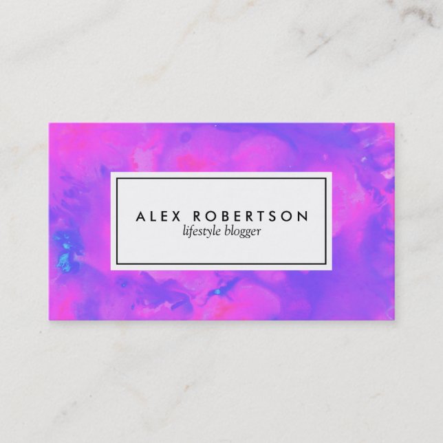 Cartão De Visita Tie dye brilhante rosa, púrpura e azul (Frente)