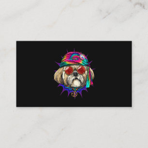 Cartão De Visita Tie Dye Hippie Shih Tzu Hippiness Peace Love Dog 6
