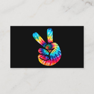 Cartão De Visita Tie Dye Peace Sign Hand V Hand Sign 60s 70s Hippie