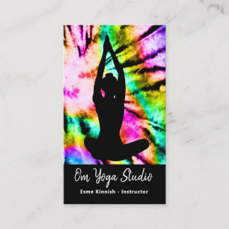 Cartão De Visita Tie Dye Rainbow Yoga Studio ou Instrutor Modern B