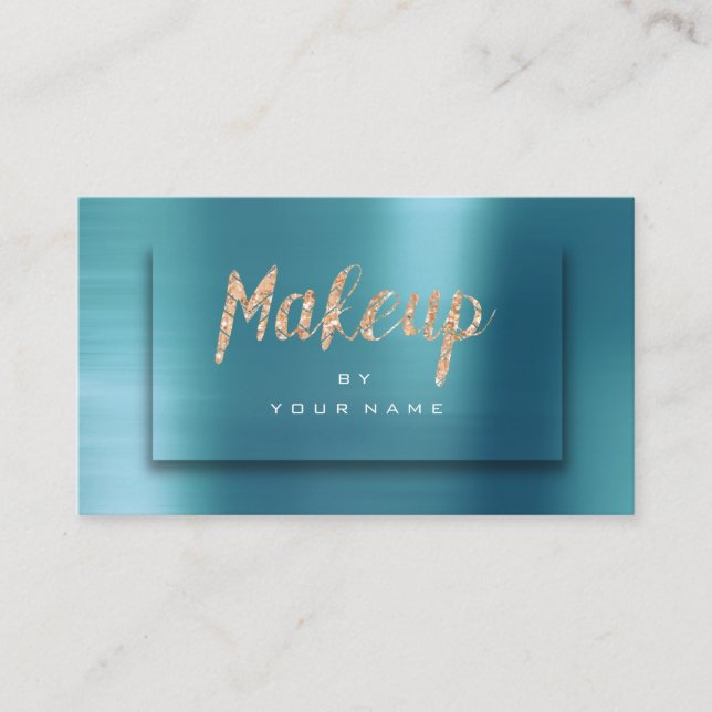 Cartão De Visita Tiffany Ocean Dourado Typoógrafo Makeup Artista 3D (Frente)