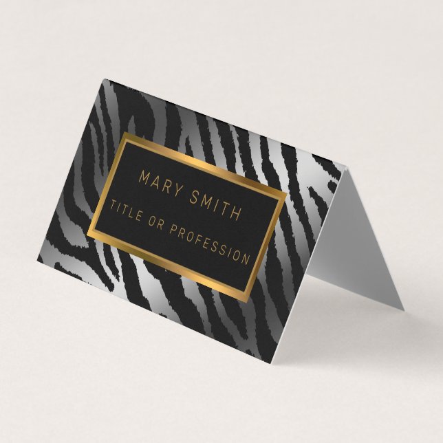 Cartão De Visita Tigre de Prata Moderno de luxo adicione seu texto (Frente)