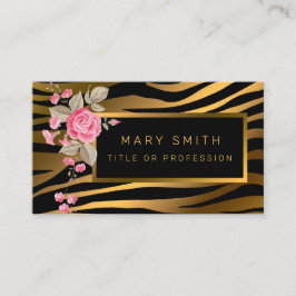 Cartão De Visita Tigre Floral Moderno De Luxo Adicionar Seu Texto