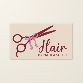 Cartão De Visita Tijera de Estilista de Cabelo Laço Rosa Chic Rotei
