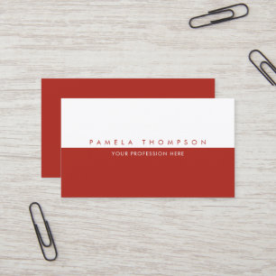 Cartão De Visita Tijolo simples vermelho e branco minimalista elega