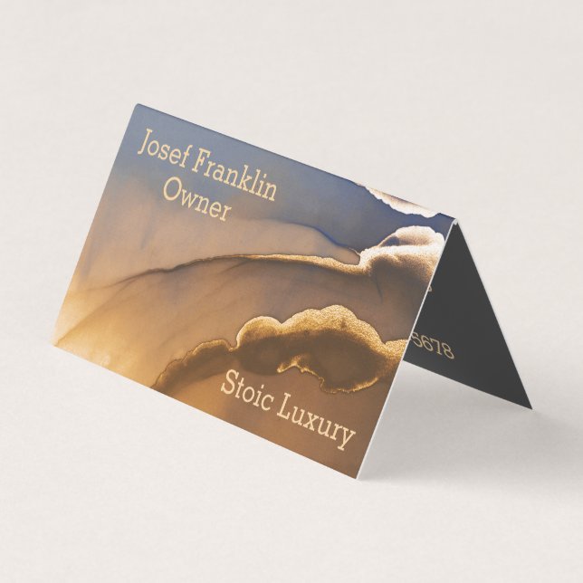 Cartão De Visita Tinta alcoólica temporária Dourada e azul (Frente)