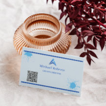 Tinta Azul Moderna com Salpico Criativo e Código Q