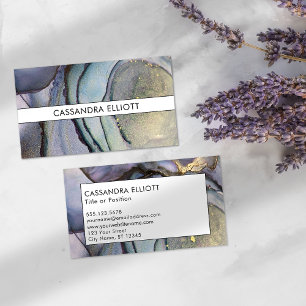 Cartão De Visita Tinta Azul, Roxa, Azul, e Tinta Álcool Dourada Ar