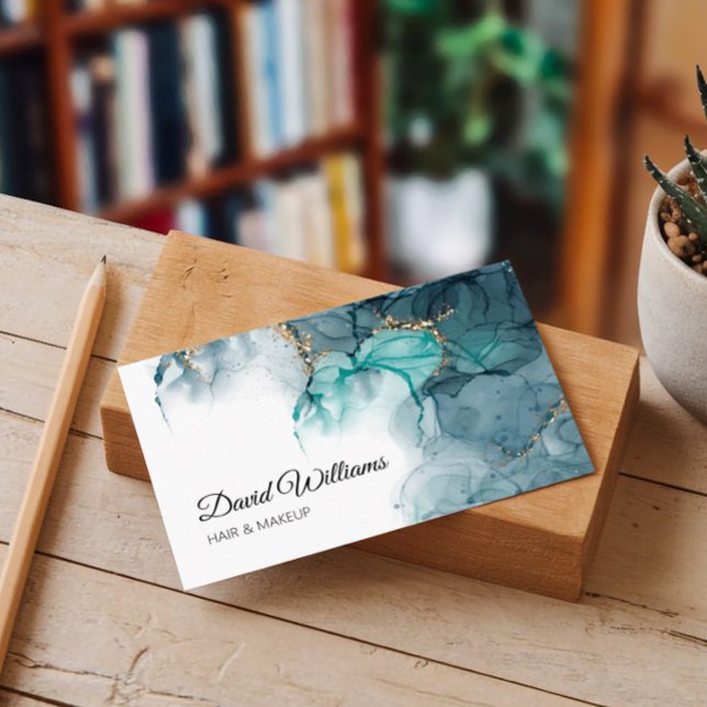 Cartão De Visita Tinta de álcool elegante com elementos de brilho d (Criador carregado)