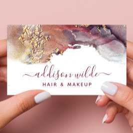 Cartão De Visita Tinta de Aquarela Líquida de Arte Moderna Dourada 