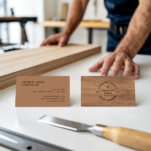 Cartão De Visita Típica mínima moderna de colheita madeiras rústica