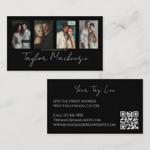 Cartão De Visita Tipografia 4 Modelo de Foto Código QR Personalizad