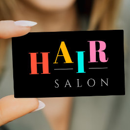 Cartão De Visita Tipografia colorida do salão do cabelo, cabeleirei