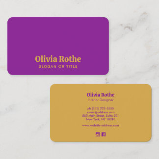Cartão De Visita Tipografia de amarelo roxo moderno