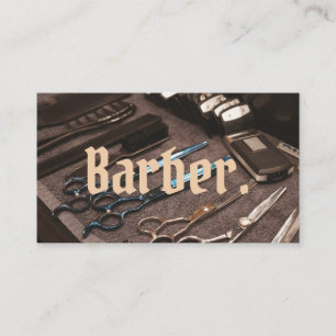 Cartão De Visita Tipografia de Foto Simples Mínima de Barber Legal