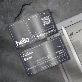 Cartão De Visita Tipografia de metal brilhante moderno Olá