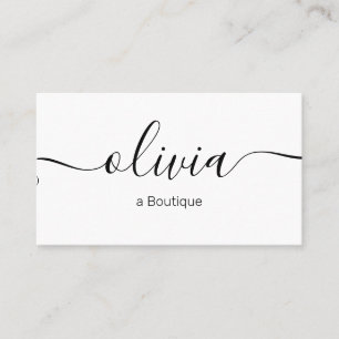 Cartão De Visita Tipografia de Script de Assinatura Branco Preto