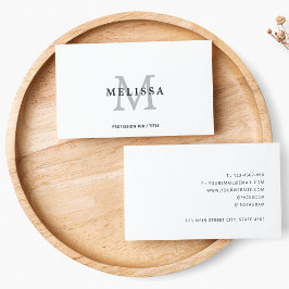 Cartão De Visita Tipografia do Monograma Branco e Preto Clássico Fo