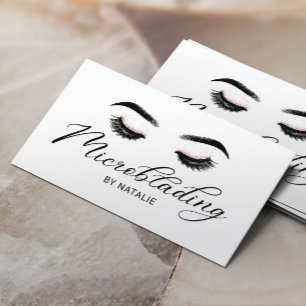 Cartão De Visita Tipografia Elegante de Microborização Lashes