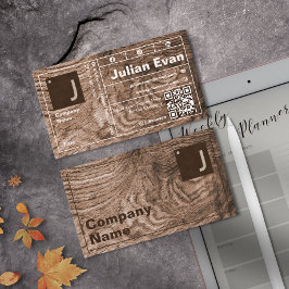 Cartão De Visita Tipografia em negrito de madeira moderna Monograma