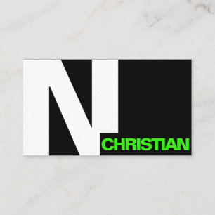 Cartão De Visita Tipografia em Negrito Moderna Verde Preto Inicial