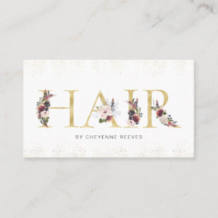 Cartão De Visita Tipografia Floral em Aquarela Elegante   Cabelo