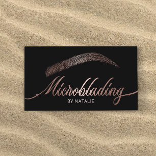 Cartão De Visita Tipografia Microblading Eyebrow Salon Rosa Dourada