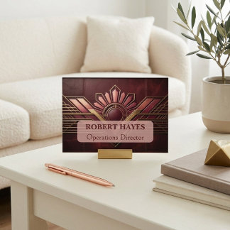 Cartão De Visita Tipografia Moderna Art Déco Minimalista Burgundy