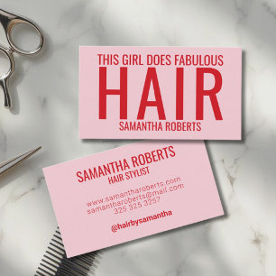 Cartão De Visita Tipografia moderna de estilista de cabelo rosa