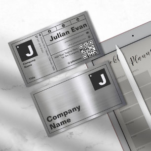 Cartão De Visita Tipografia moderna em negrito Monograma com metal