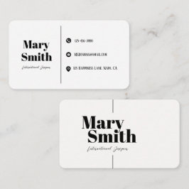 Cartão De Visita Tipografia Preta Branca Personalizável Minimalista