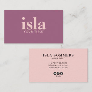 Cartão De Visita Tipografia Profissional de Blush de Ameixa Empoeir
