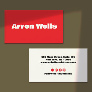 Cartão De Visita Tipografia Red Modern Bold