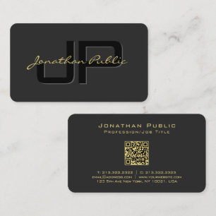 Cartão De Visita Tipografia Texto Dourado Nome QR Código Script Lux