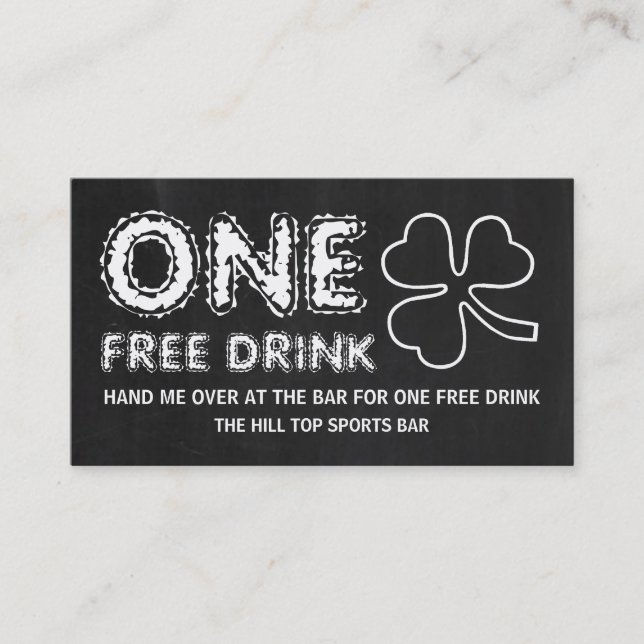 Cartão De Visita Tíquete de Dias de São Patrícios de Shamrock Chalk (Frente)