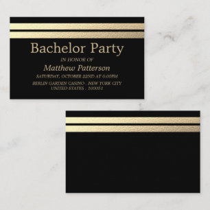 Cartão De Visita Tíquete de Fita Chic Gold Stripes Bachelor