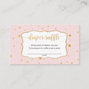 Cartão De Visita Tíquete de fralda do Blush Pink + Gold Stars