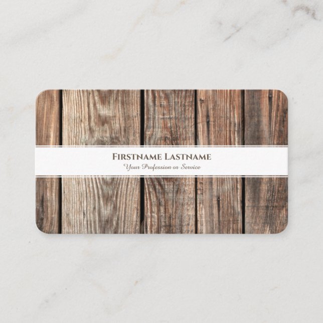 Cartão De Visita Tiras brancas modernas para interiores de madeira  (Frente)