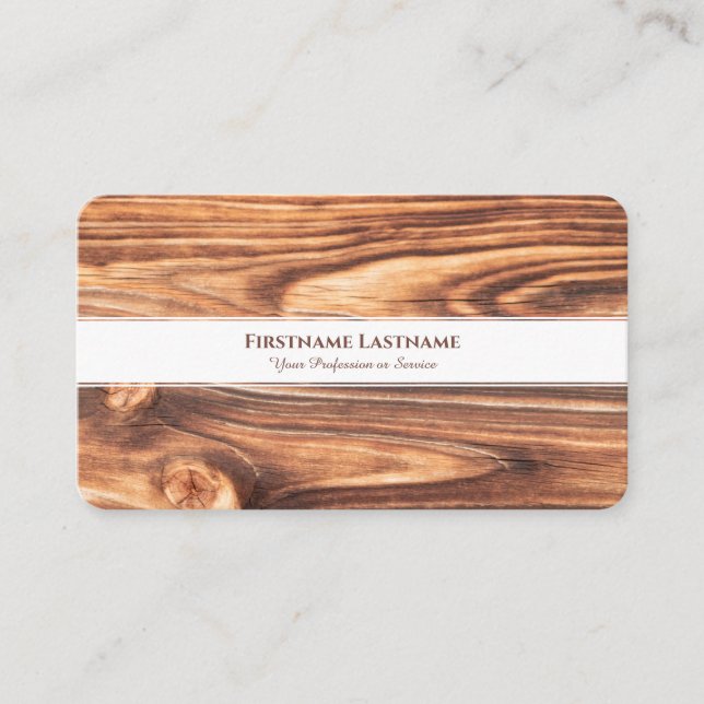 Cartão De Visita Tiras brancas modernas para interiores de madeira  (Frente)