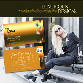 Cartão De Visita Tiras de decoração coloridas cor de laranja Shimme