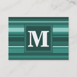 Cartão De Visita Tiras de teal monograma
