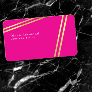 Cartão De Visita Tiras paralelas modernas cor-de-rosa quente